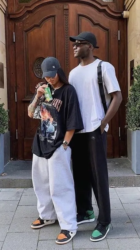 photo of couple in streetwear